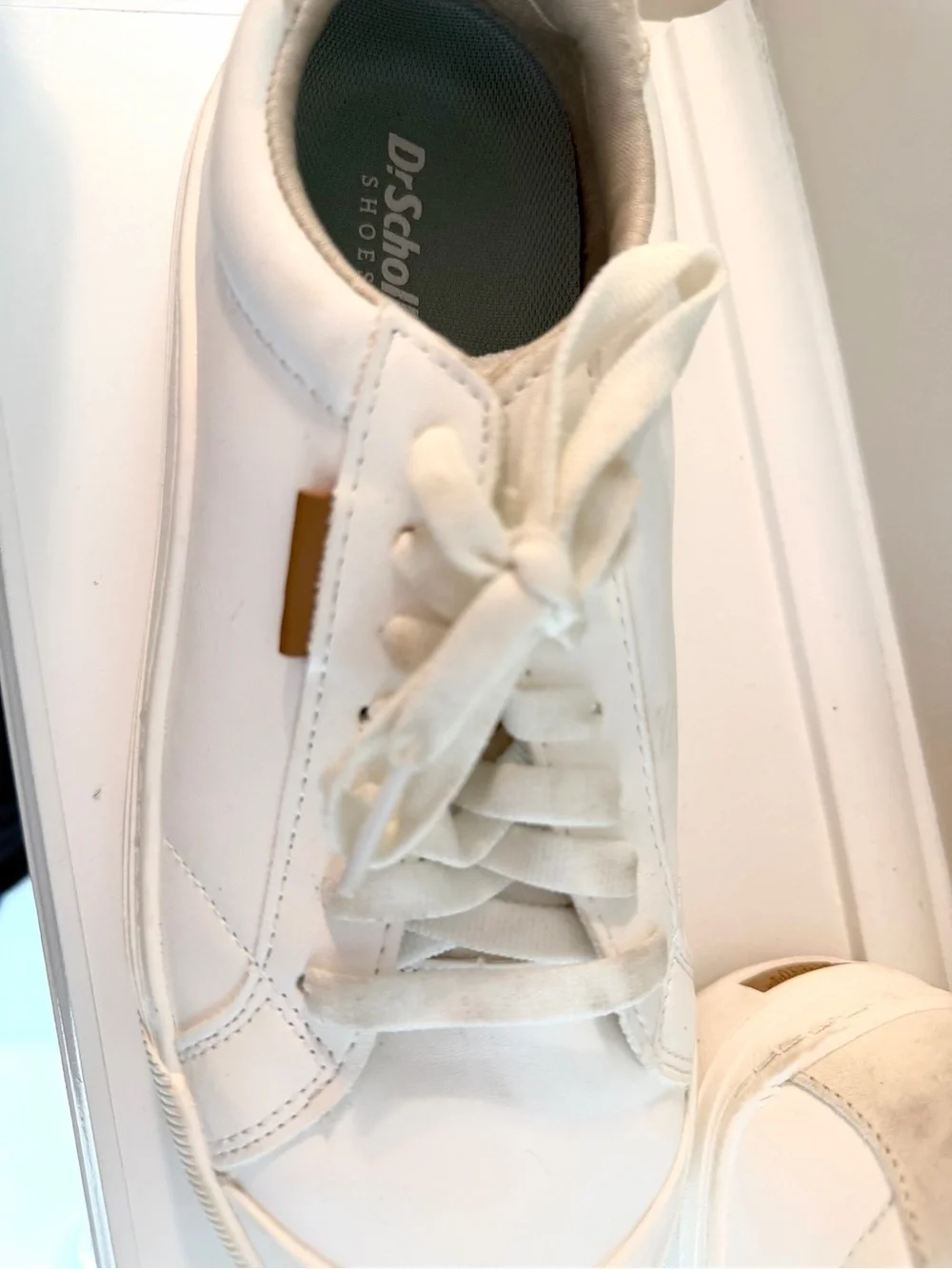 Dr. Scholl's Cream/White Platform Leather Sneakers